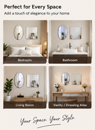 Combo of Oval Shape & Square Shape Mirror (Pack of 2)